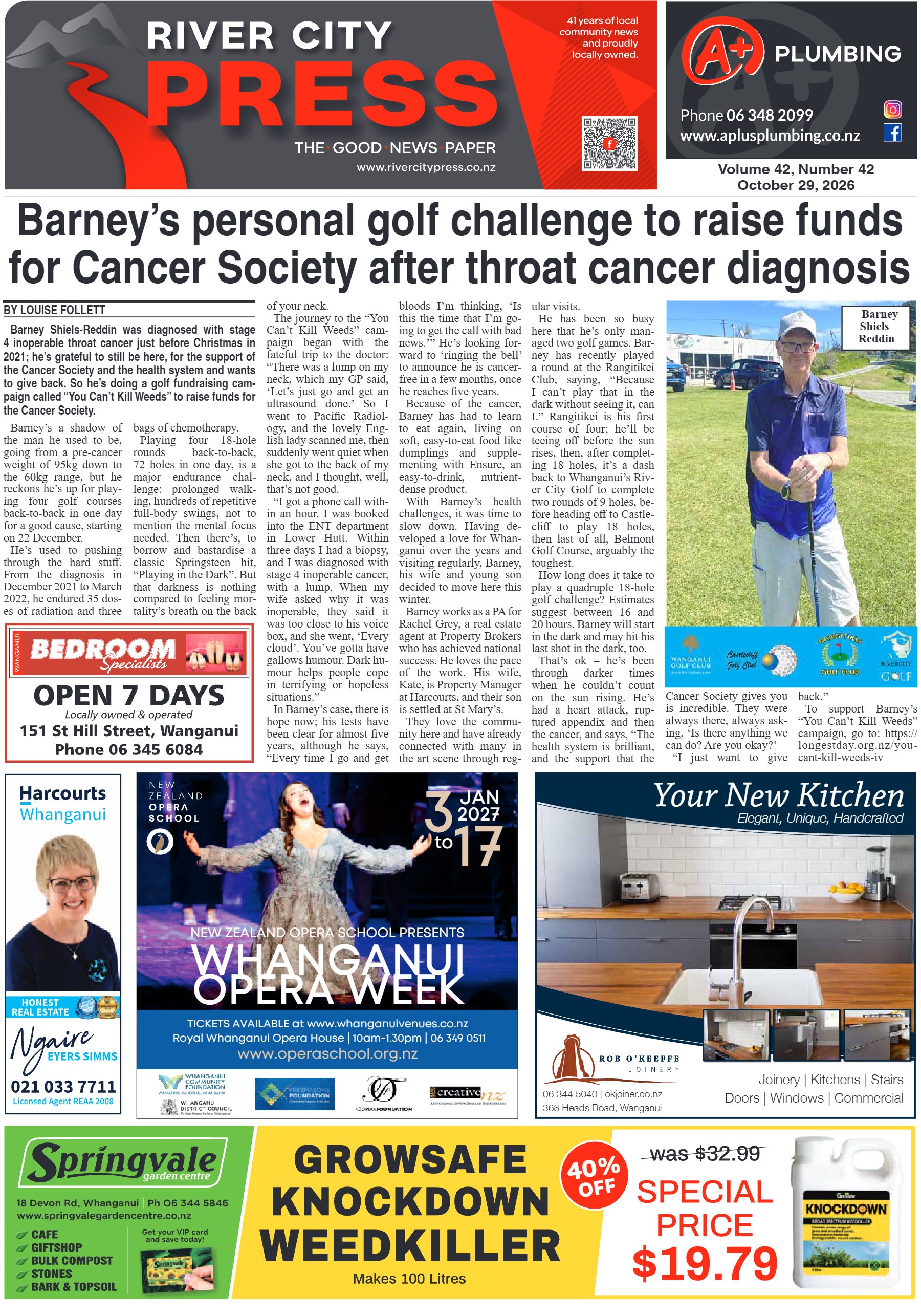 Front page of the 29 October 2026 River City Press